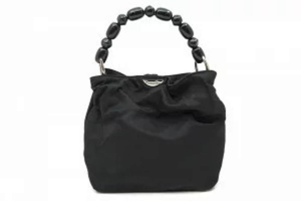 Christian Dior Maris Pearl Handbag Leather Black